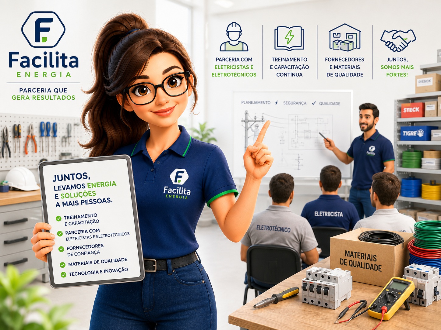 Seja um Facilitador — parceria Facilita Energia para eletricistas